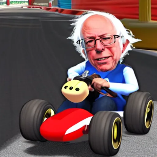 Image similar to Bernie Sanders in Mario Kart