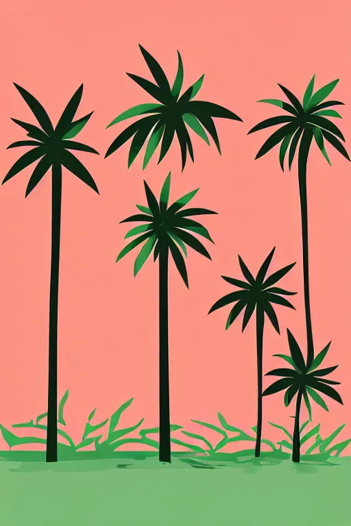 Image similar to minimalist boho style art of colorful palm trees in miami, illustration, vector art