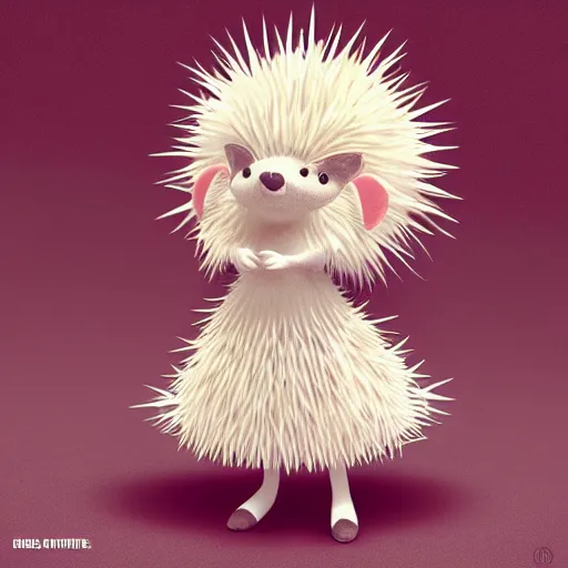 Prompt: cute fumo plush of a hedgehog girl with prickly spines, character design contest winner, silhouette, artstation, vray, anime girl, black and white, striped gothic dress