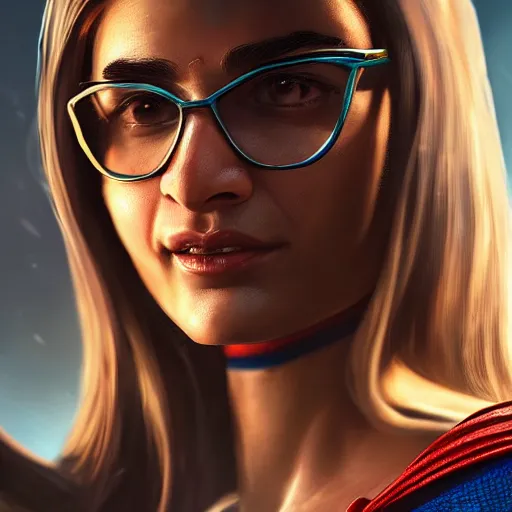 Prompt: a close up face of Mia Khalifa as Supergirl by Greg Rutkowski, Sung Choi, Mitchell Mohrhauser, Maciej Kuciara, Johnson Ting, Maxim Verehin, Peter Konig, Zack Snyder, 8k photorealistic, cinematic lighting, HD, high details, dramatic, trending on artstation,