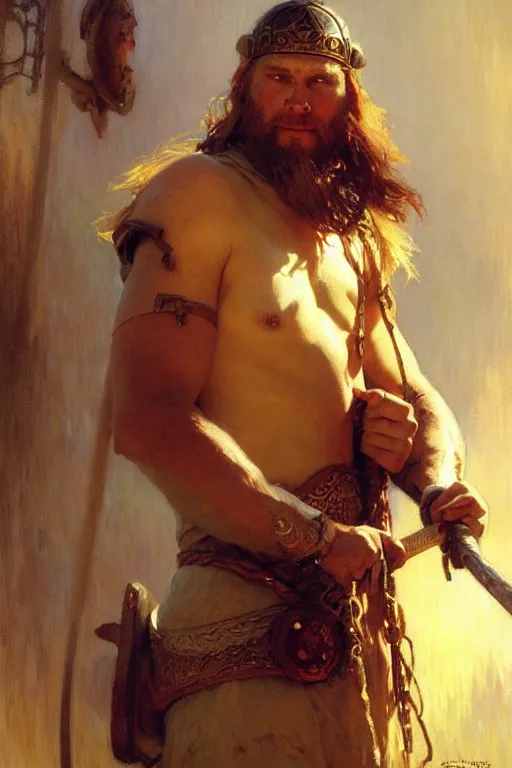 Image similar to attractive viking, matrix, painting by gaston bussiere, craig mullins, greg rutkowski, alphonse mucha