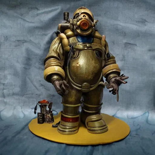 Image similar to big daddy from bioshock underwater realistic detailed diorama,