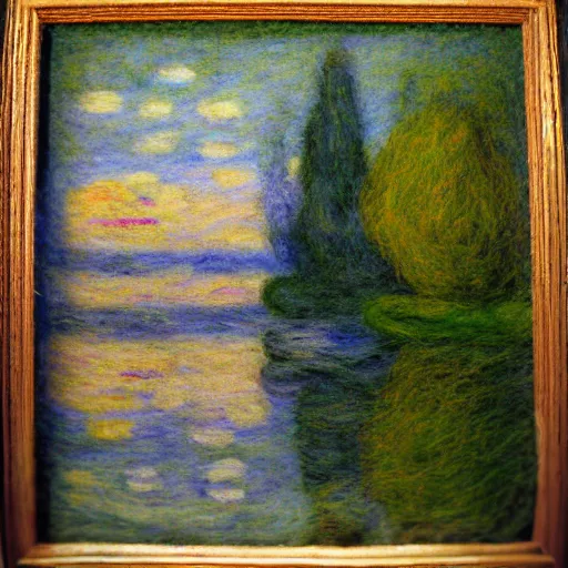 Prompt: a needle felting of a monet painting