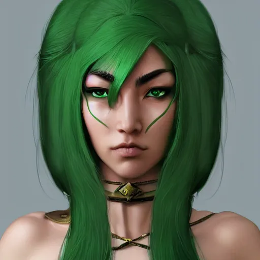 Image similar to a half elf monk with green hair, wideshot ultrawide angle epic scale, hybrid from the elden ring and art direction by darius zawadzki ; by artgerm ; wayne reynolds art station ; cinematic quality character render ; low angle ; ultra high quality model ; production quality cinema model