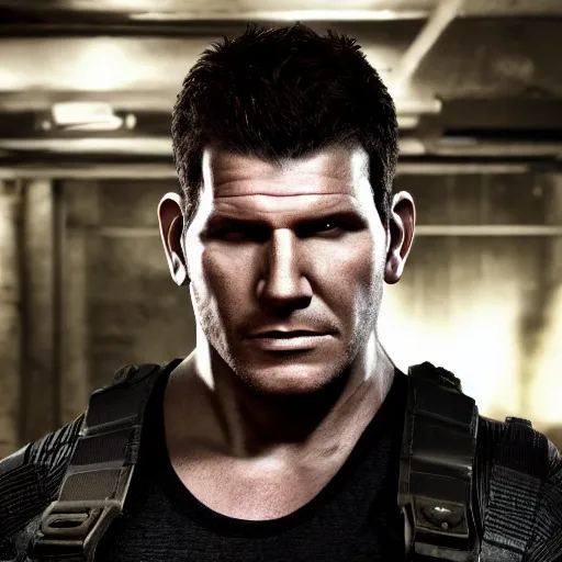 Prompt: David Boreanaz as chris redfield, 4k, high detail, high-resolution photograph