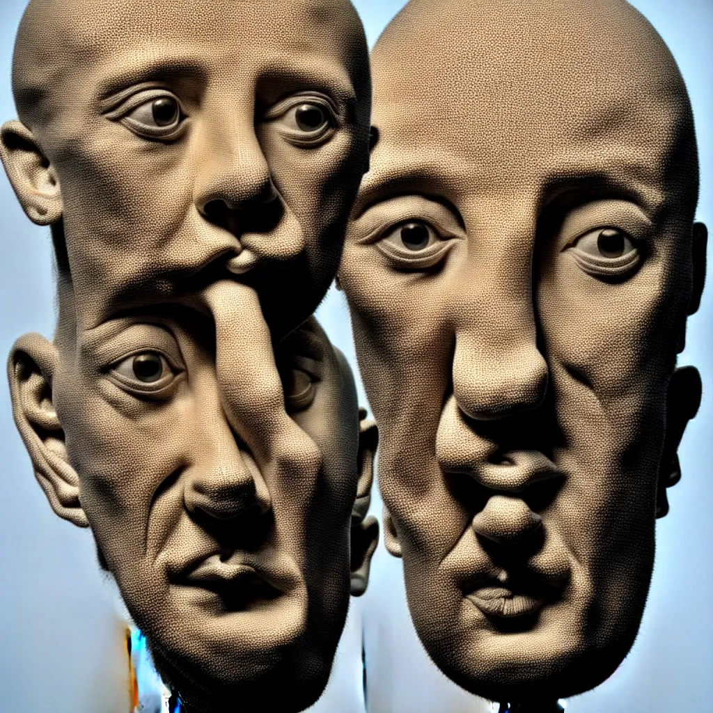 Image similar to sculpture of salvador dali head by jaume plensa, art exhibition, highly detailed. sharp focus. very lifelike beautiful organic forms