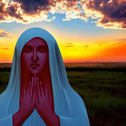 Image similar to shape of virgin mary face in sunset clouds