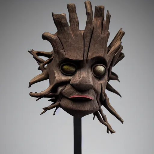 Image similar to modern art, abstract sculpture, groot, moma, studio light, 8 k