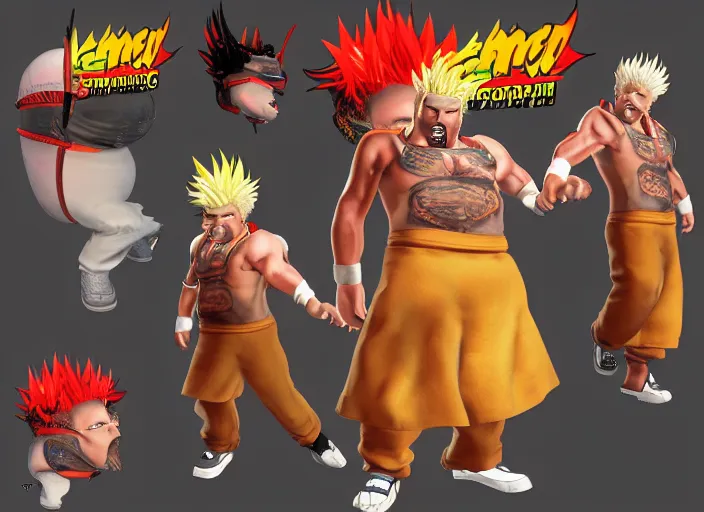 Prompt: 3 d model of guy fieri character in fighting game, stylized 3 d graphics, hdr, ultra graphics, ray tracing, 4 k image