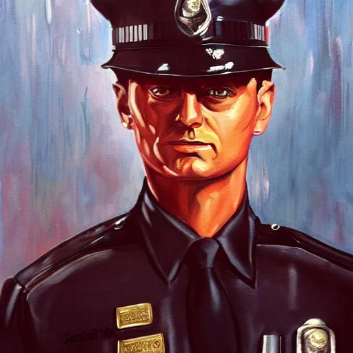 Prompt: t 1 0 0 0 police officer painting