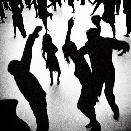 Prompt: people dancing, negative photo