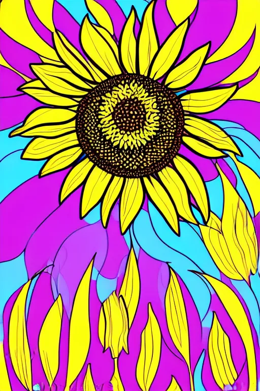 Prompt: minimalist boho style art of a colorful sunflower, illustration, vector art