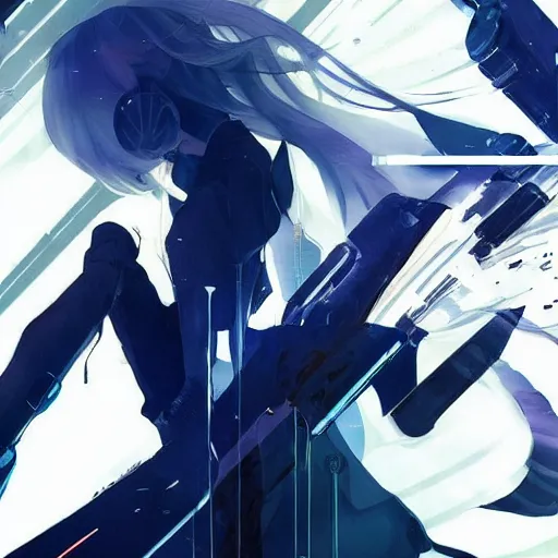 Prompt: luxury advertisement, white and indigo colors. highly detailed post-cyberpunk sci-fi close-up schoolirl in asian city in style of cytus and deemo, mysterious vibes, by Ilya Kuvshinov, by Greg Tocchini, nier:automata, set in half-life 2, beautiful with eerie vibes, very inspirational, very stylish, surrealistic, perfect digital art, mystical journey in strange world, bastion game