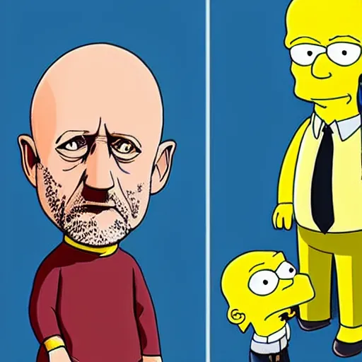 Image similar to Mike Ehrmantraut in the style of the simpsons