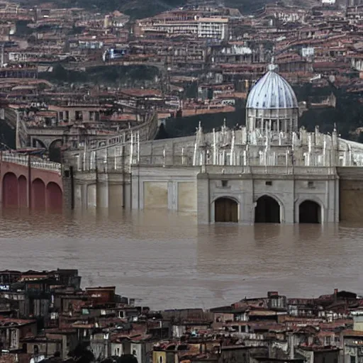 Prompt: the pope causing major floods in cities