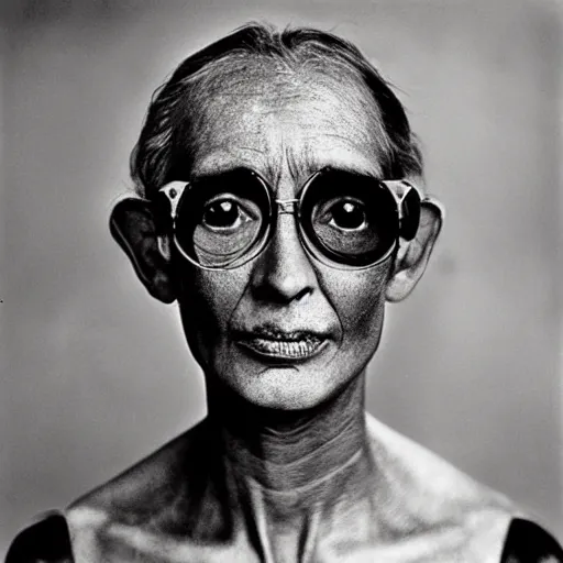 Prompt: a fly / human hybrid, large format film photograph by richard avedon