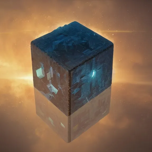 Prompt: mysterious glowing cube with strange markings etched onto its surface, hovering in midair, by greg rutkowski and thomas kinkade, ambient light, ultra detailed, 8 k, very very very very very very beautiful, trending on artstation, award winning, beautiful scenery.