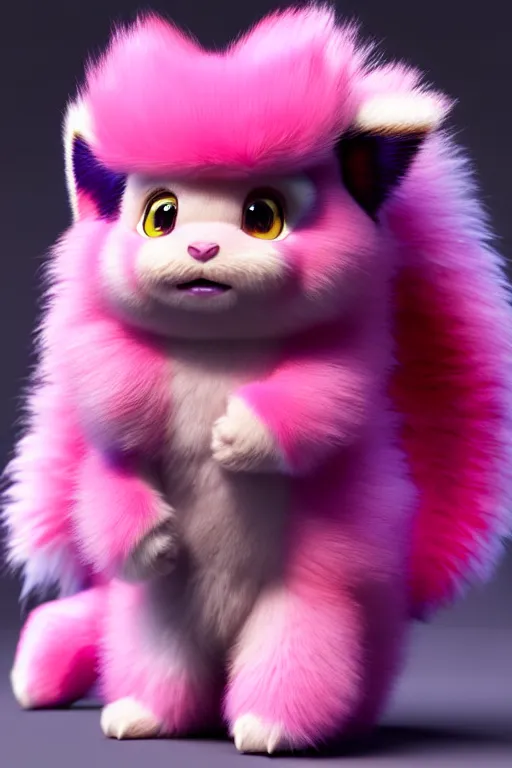 Image similar to high quality 3 d render hyperrealist very cute multicolor stripped fluffy! phoenix chimera hybrid highly detailed, vray smooth, in the style of detective pikachu, hannah yata charlie immer, dramatic pink light, low angle, uhd 8 k, sharp focus