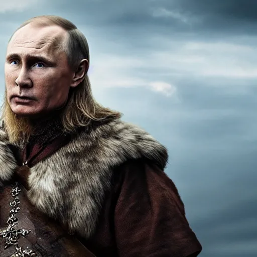 Image similar to Putin In the Vikings 4K quality super realistic