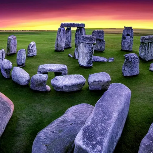 Prompt: stonehenge levitating at dusk
