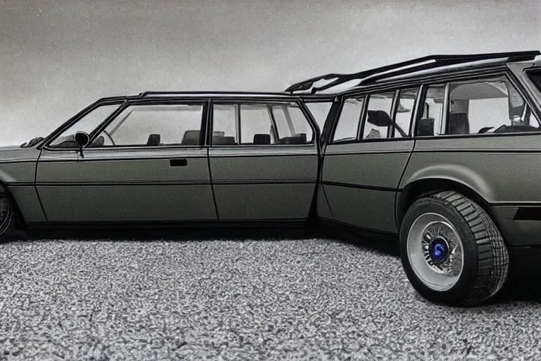 Prompt: intricate, 3 d, 1 9 7 4 bmw m 1 estate wagon, style by caspar david friedrich and wayne barlowe and ted nasmith.