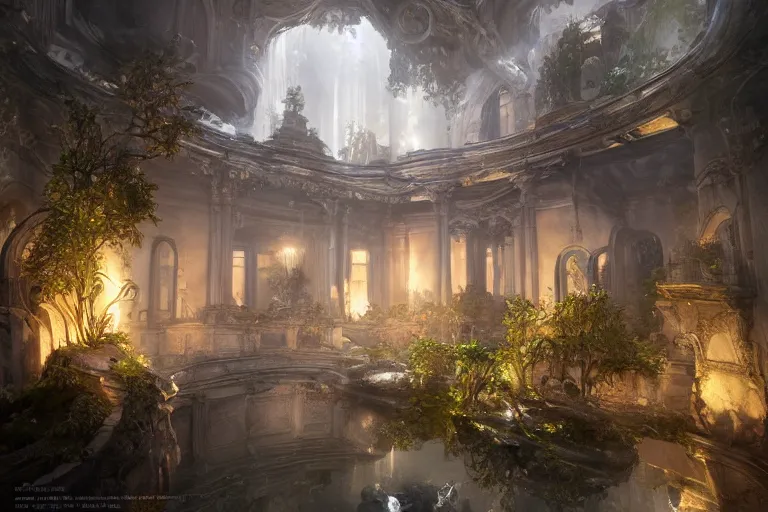 Image similar to the most amazing dream you ever had about mansion of elemental of water, hyper realistic, ambient lighting, concept art, intricate, hyper detailed, smooth, dynamic volumetric lighting, octane, cinematic