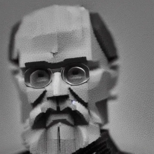 Prompt: the philosopher Edmund Husserl made out of Legos, photo realistic