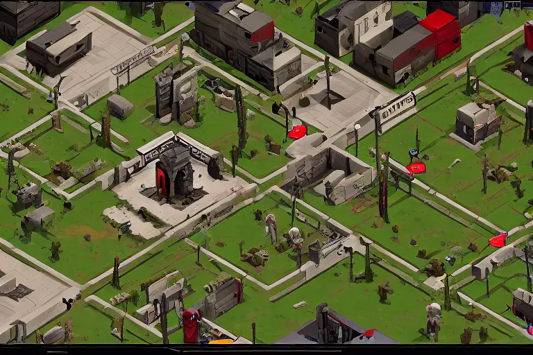 Image similar to jesus in project zomboid, in - game screenshot, isometric, video game