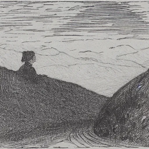 Image similar to julenisse, lavenisse, by theodor severin kittelsen, kjell aukrust, ink drawing, dip pen