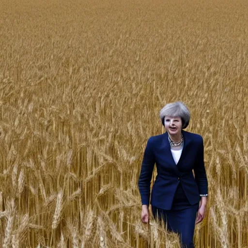 Image similar to theresa may walking in a field of wheat