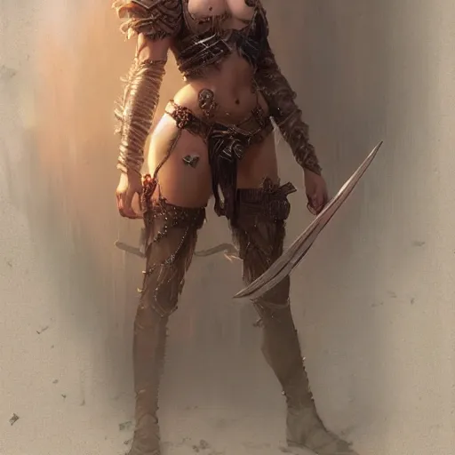 Prompt: stunning russian barbarian girl with platinum blonde hair, HD, D&D 4k, 8k, incredibly detailed, intricate, masterpiece, digital illustration by greg rutkowski and tom bagshaw, trending on artstation, character design, concept art