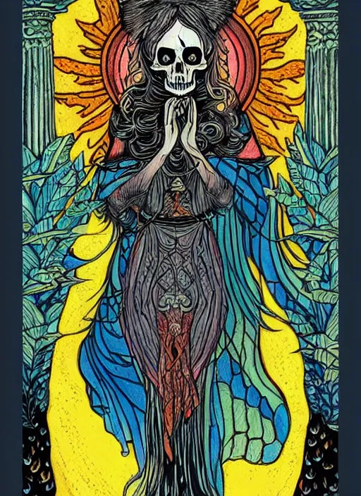 Prompt: beautiful tarot illustration of death, in the style of sam guay and, mystical colors, trending on artstation