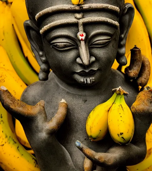 Prompt: mystical hindu god of bananas, film photo, grainy, high detail, high resolution