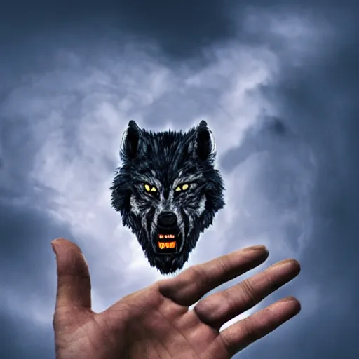 Image similar to a werewolf extending out his hand