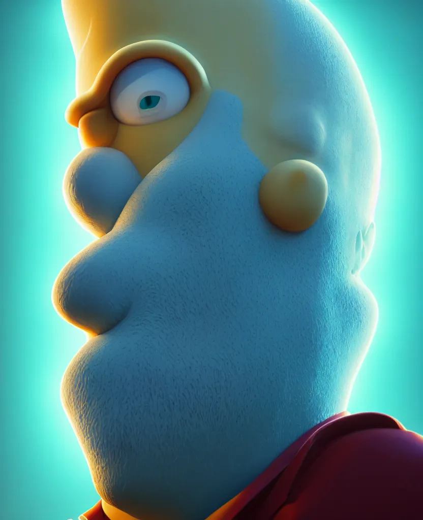 Prompt: Homer Simpson centered portrait. ice and fire, bioluminiscent creatures, intricate artwork by Tooth Wu and wlop and beeple. octane render, trending on artstation, greg rutkowski very coherent symmetrical artwork. cinematic, hyper realism, high detail, octane render, 8k
