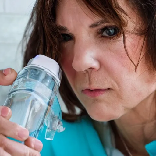 Image similar to photo of a woman drinking water from a toilet