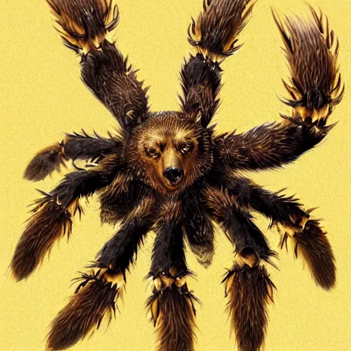 Prompt: A bear spider mage in golden armor, highly detailed, sharp, concept art, trending on artstation