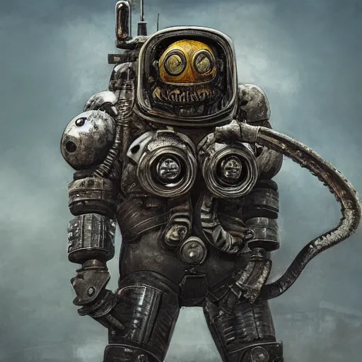 Image similar to mad max squid monster astronaut made out of ork technology from warhammer 40k, au naturel, hyper detailed, digital art, trending in artstation, cinematic lighting, studio quality, smooth render, unreal engine 5 rendered, octane rendered, art style by klimt and nixeu and ian sprigger and wlop and krenz cushart, full body portrait, well lit, intricate abstract. cyberpunk, intricate artwork, by Tooth Wu, wlop, beeple. octane render, trending on artstation, greg rutkowski very coherent symmetrical artwork. cinematic, hyper realism, high detail, octane render, 8k, minimalistic, hyperrealistic surrealism, award winning masterpiece with incredible details, a surreal vaporwave liminal space, highly detailed, trending on ArtStation