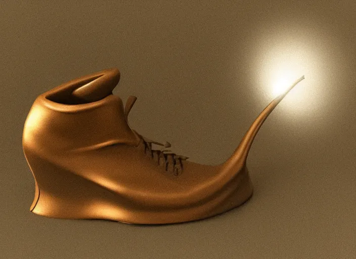 Prompt: shoe in the shape salvador dali, 3 d rendering, studio light