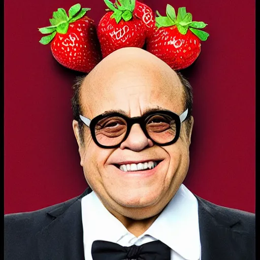 Prompt: danny devito as strawberry hybrid