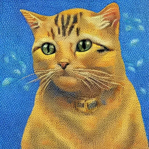 Image similar to a cat, oil painting, pointillism