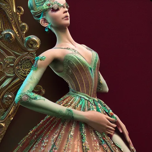 Image similar to princess of emerald ballerina, ornate, intricate, hyper detailed, stunning, 4 k, octane render