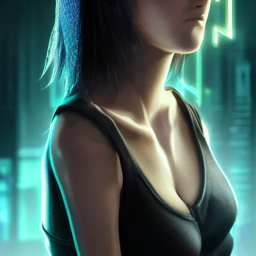 Image similar to cyberpunk hacker girl portrait, highly detailed, alita, studio lighting, neon backlit, 8 k