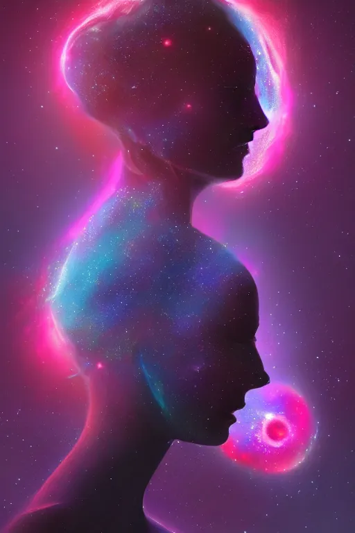 Image similar to A beautiful portrait of female cosmic being with a nebula as its body by Beeple, 8K, UHD , Trending on artstation.