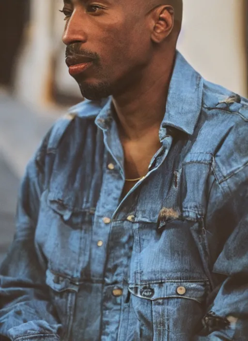 Prompt: dslr photo portrait still of tupac at age 5 0, 8 5 mm f 1. 8