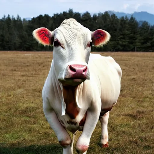 Prompt: a beautiful cow with long blond curls