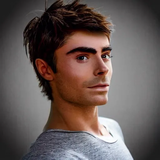 Prompt: “a realistic detailed photo of a guy who is an attractive humanoid who is half robot and half humanoid, who is a male android, Zac Efron, shiny skin, posing like a statue, blank stare, glitching”