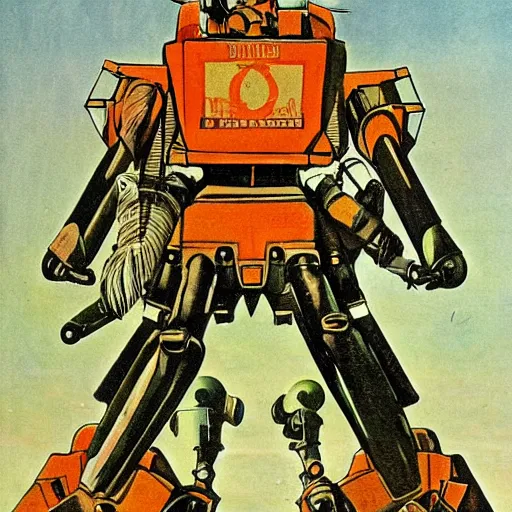 Image similar to wwi deiselpunk soviet battle mech propaganda art