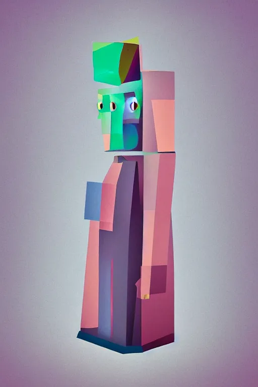 Image similar to cubist moai statue cutout digital illustration cartoon colorful beeple