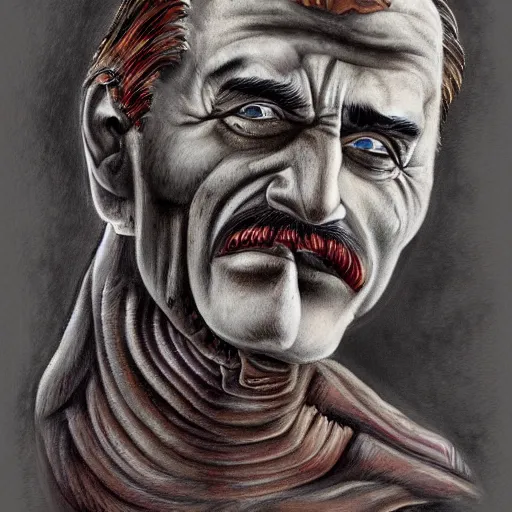 Prompt: bodyhorror portrait of josef stalin abomination, photo - realistic, color image, 2 k, highly detailed, by h. r. giger